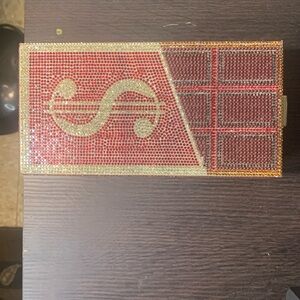 Blinged out $ clutch-with or without goldstone strap!!